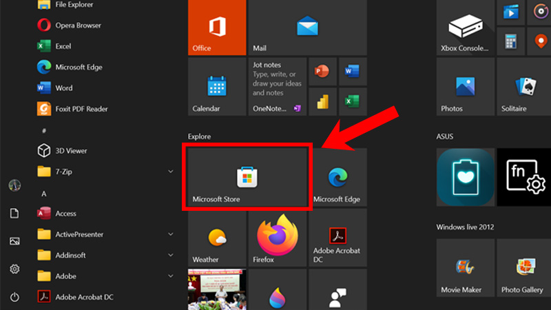 Mở cửa hàng Microsoft Store