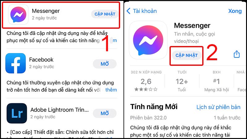 Cập nhật Messenger