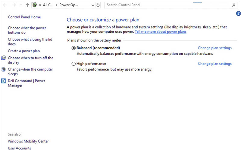 Chế độ Balanced và High performance