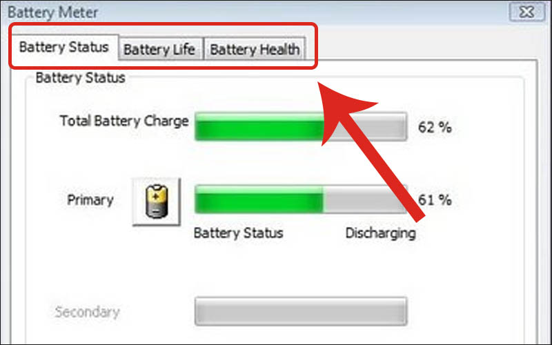 Giao diện Dell Battery Meter sẽ hiển thị 3 thẻ chính