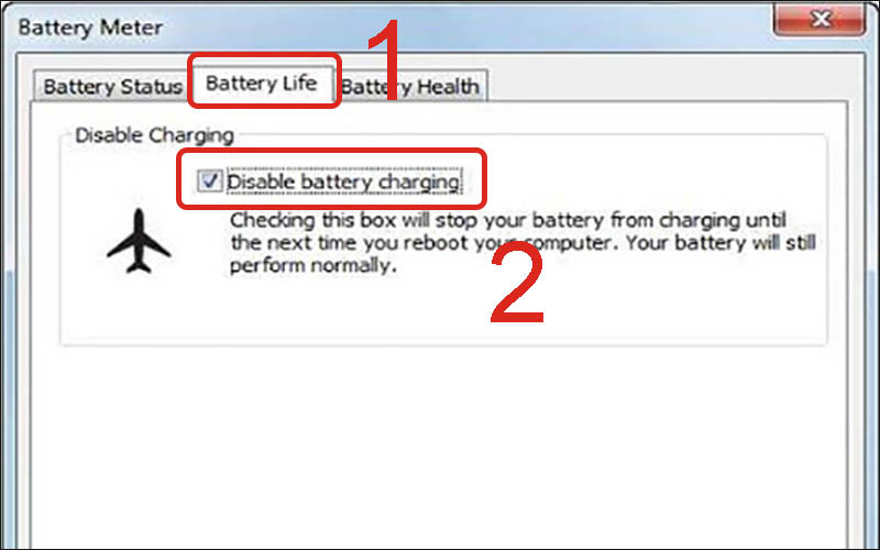 Chọn Disable battery charging