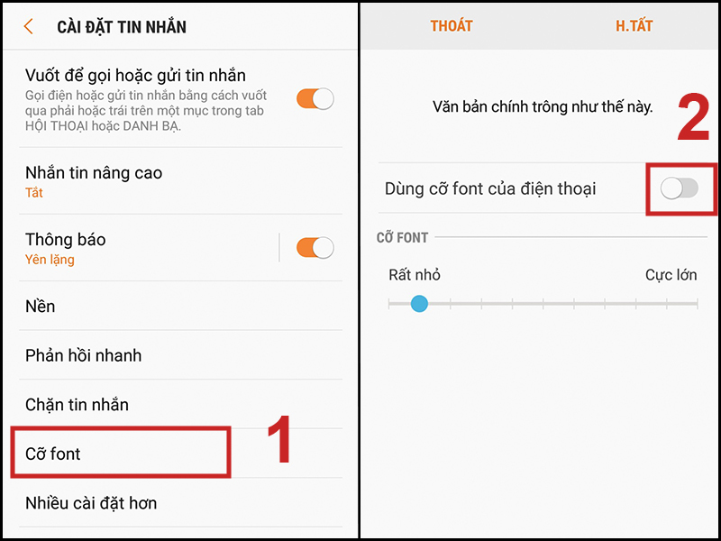 Thay đổi font chữ tin nhắn cho Android