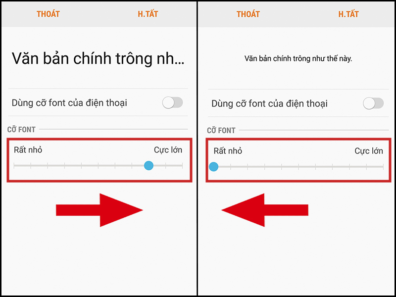 Chỉnh font chữ nhỏ lại