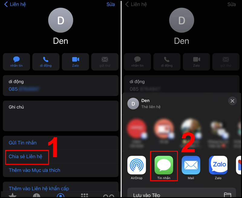 Phương pháp sao chép, gửi số điện thoại qua tin nhắn SMS trên iPhone và Android