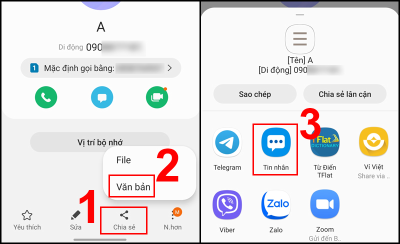 Phương pháp sao chép, gửi số điện thoại qua tin nhắn SMS trên iPhone và Android