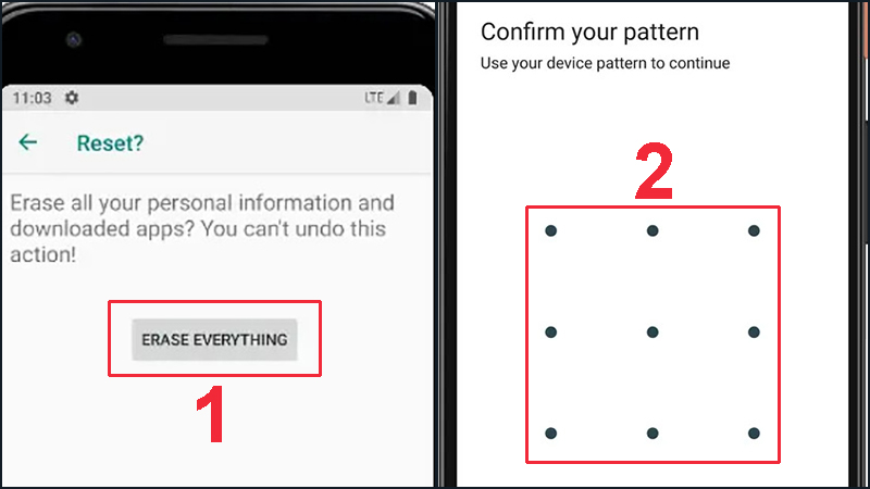 Nhập mật khẩu để xác nhận khôi phục cài đặt gốc Qmobile
