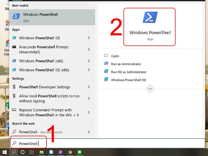 Tìm kiếm ứng dụng Windows PowerShell