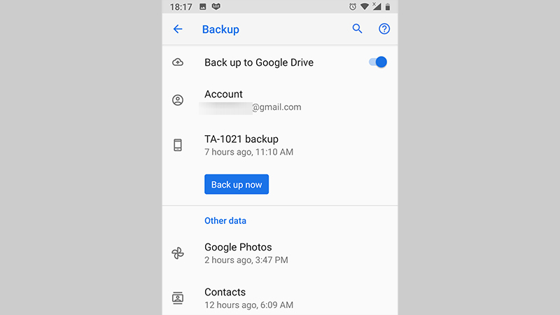 Sao lưu dữ liệu lên Google Drive