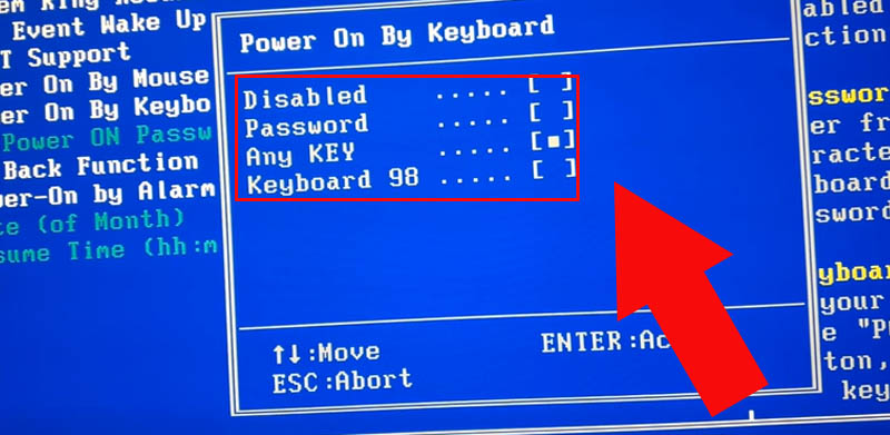 Chọn Password hoặc Keyboard 98 