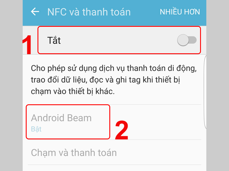 Bật tính năng Android Beam trong NFC