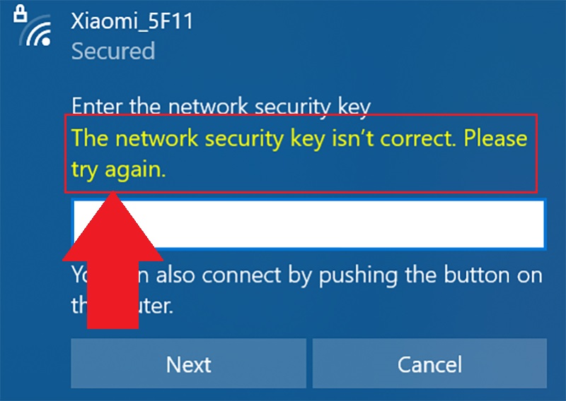 The network security key isn