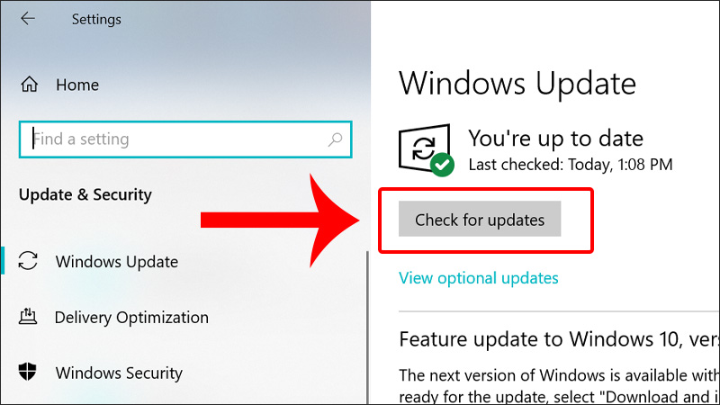 Nhấn v&agrave;o Check for updates