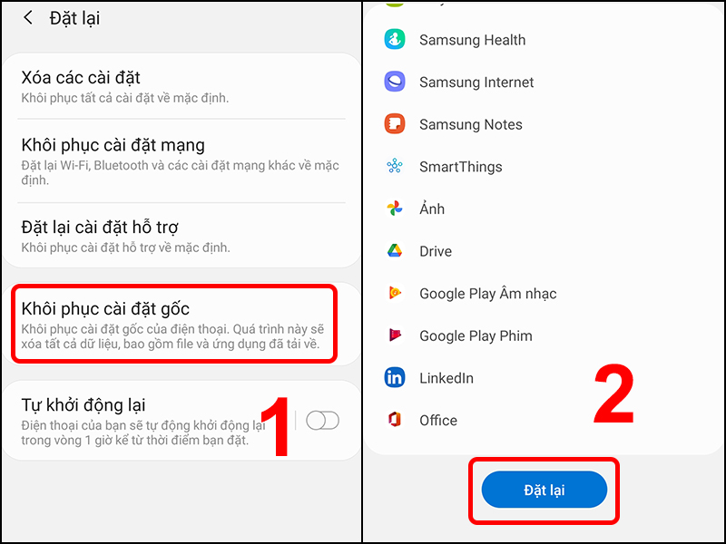 Khôi phục cài đặt gốc cho điện thoại (reset)