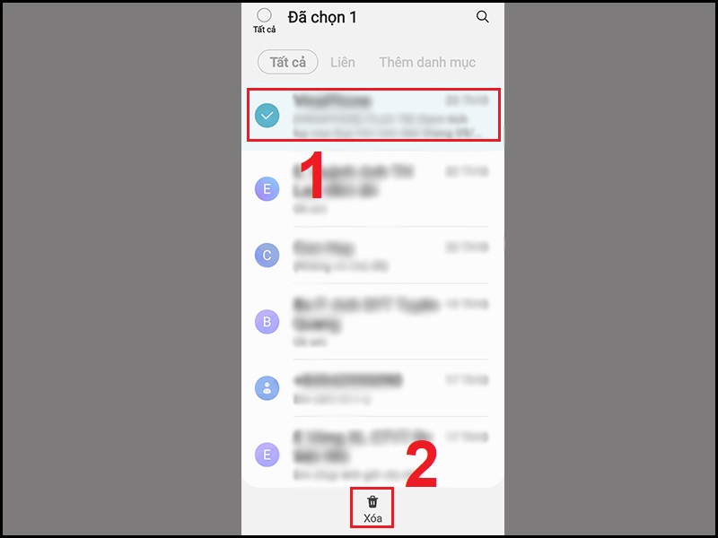 Chọn v&agrave; x&oacute;a từng tin nhắn ri&ecirc;ng lẻ