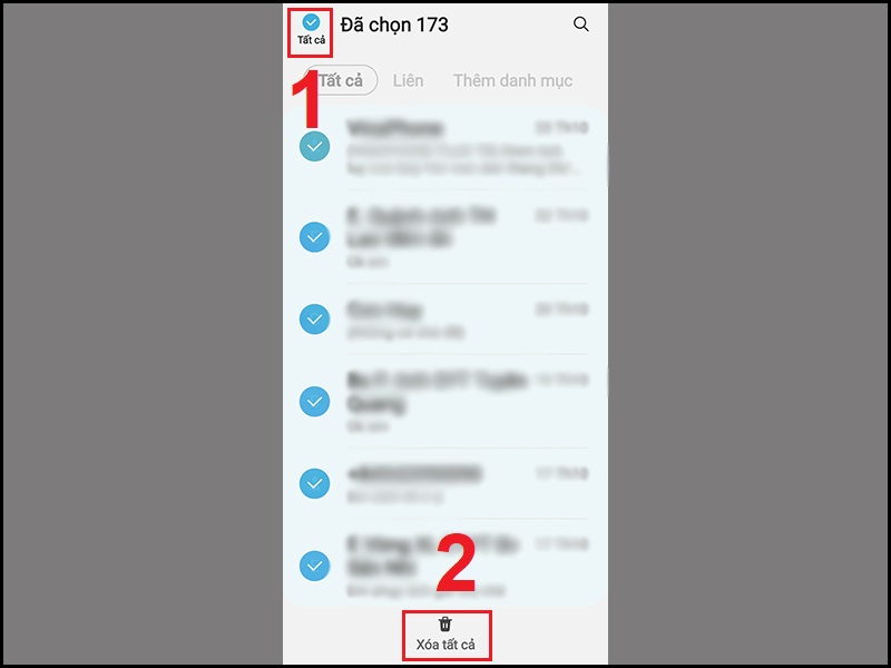 X&oacute;a tất cả c&aacute;c tin nhắn