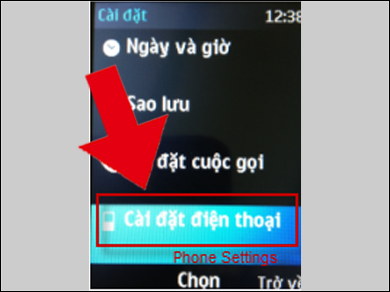 Chọn cài đặt điện thoại 