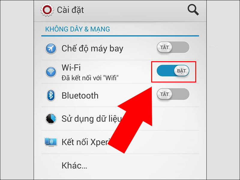 Gạt sang tr&aacute;i để tắt WiFi