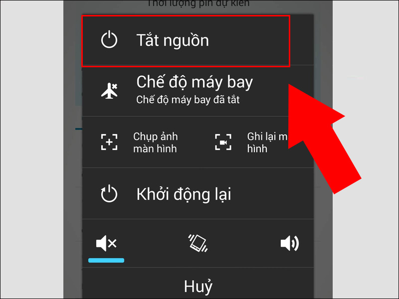 Nhấn v&agrave;o Tắt nguồn để tắt điện thoại