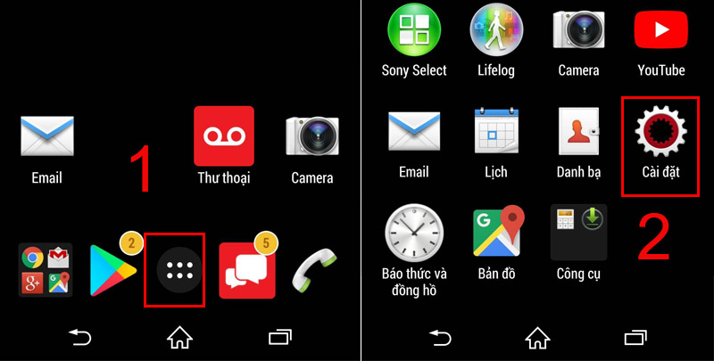 V&agrave;o biểu tượng Menu v&agrave; chọn C&agrave;i đặt