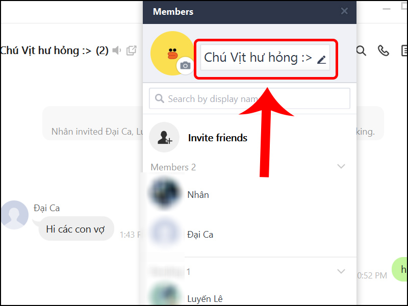 Bấm tiếp vào Tên nhóm để chỉnh sửa