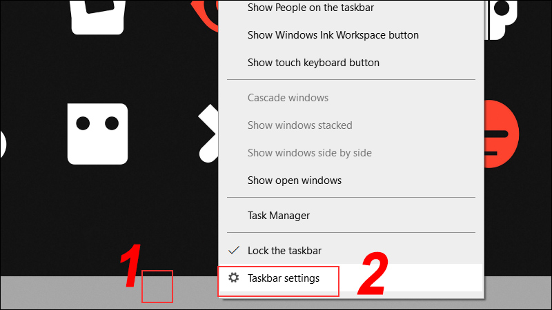 Truy cập taskbar settings