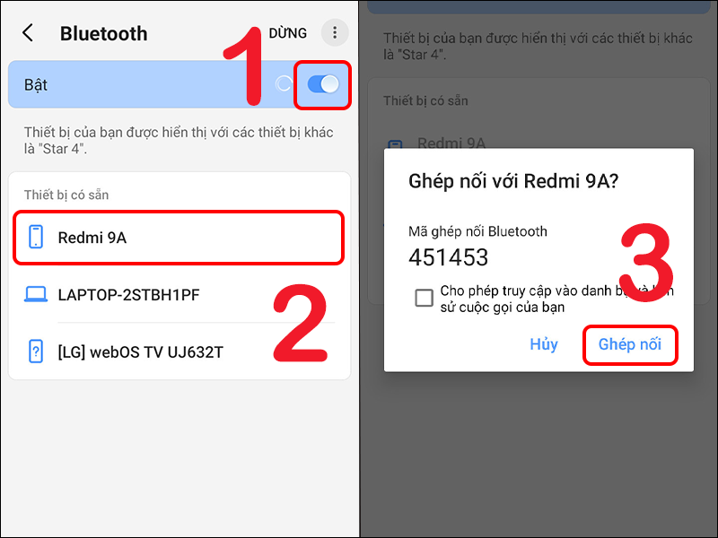 Ghép đôi 2 điện thoại thông qua Bluetooth