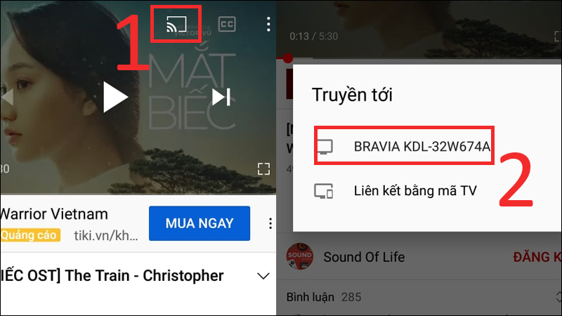 Chọn vào biểu tượng chia sẻ trên YouTube