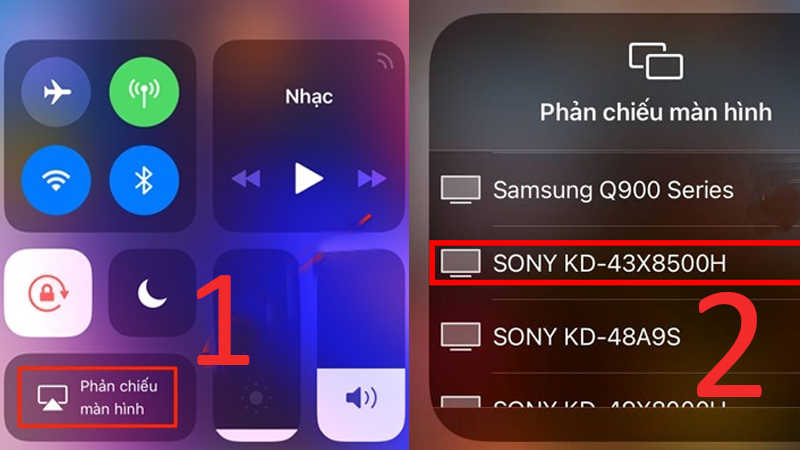 Tìm tên tivi muốn phản chiếu trên iPhone