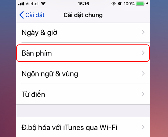 Bước 3: Sau đó vào Bàn phím