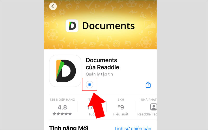 Ứng dụng Documents đang được tải về điện thoại