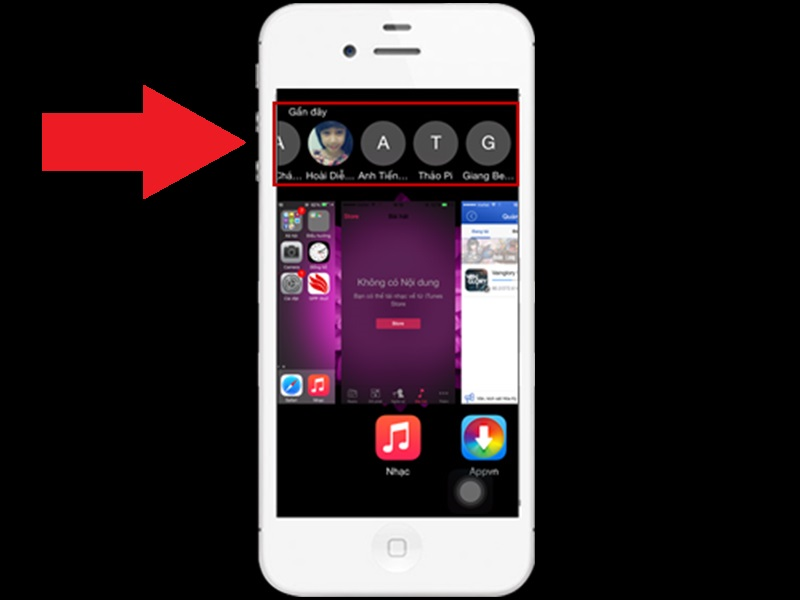 Tính năng hiển thị liên hệ gần đây khi chuyển đổi ứng dụng