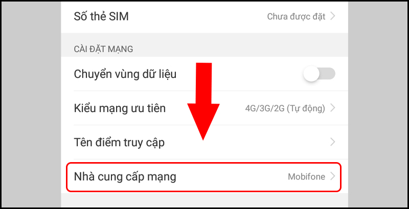 Hiển thị thông tin nhà cung cấp dịch vụ