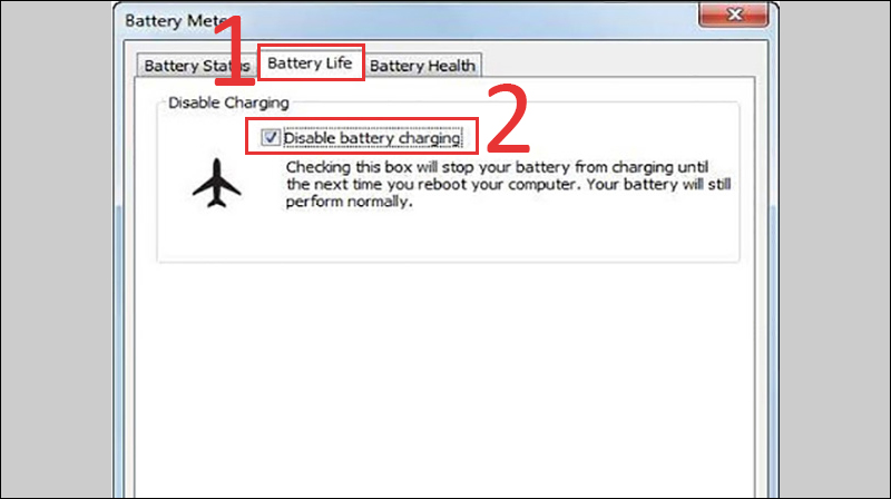 Chọn mục Battery Life, chọn tiếp Disable battery charging