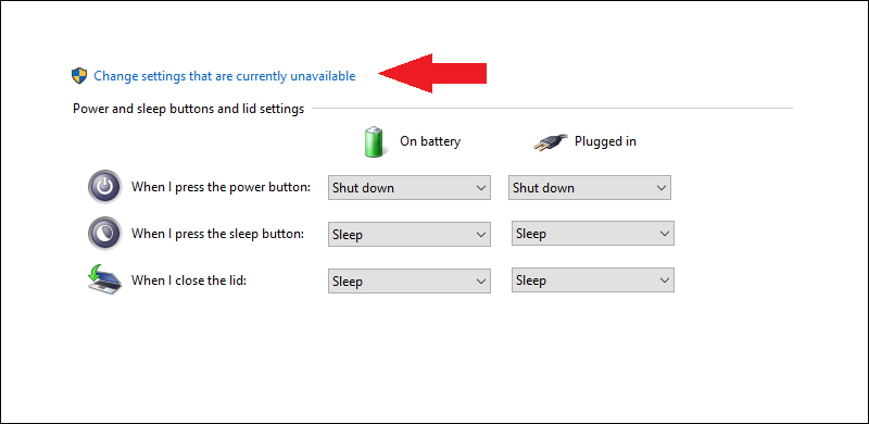 Trong cửa sổ mới chọn Change settings that are currently unavailable