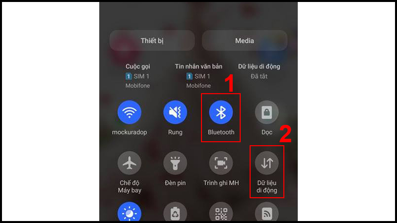 Tắt Bluetooth và Dữ liệu di động trên Android