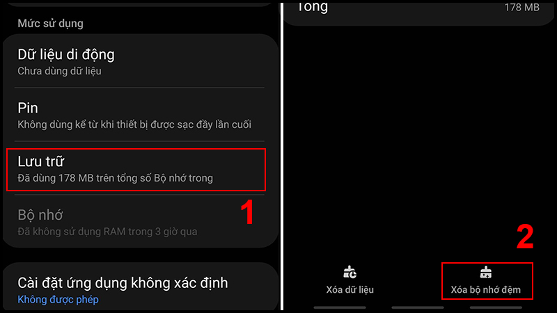 Thực hiện xóa bộ nhớ đệm