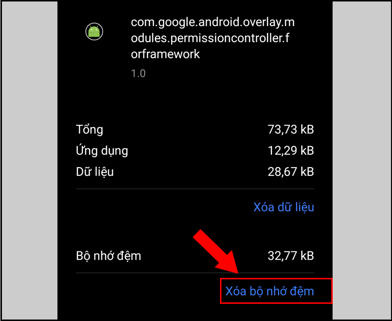 Xóa cache ứng dụng Google Service Framework