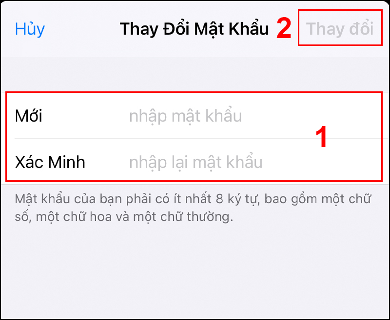 Nhấn Thay đổi