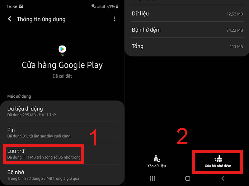 Xóa bộ nhớ đệm ở điện thoại Android