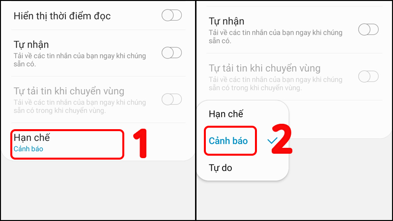 Chọn Cảnh báo