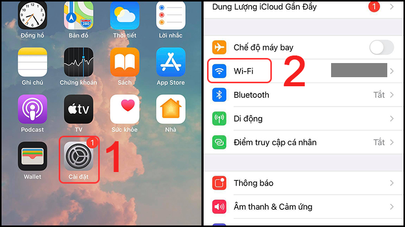 Vào Cài đặt của máy và chọn mục Wifi