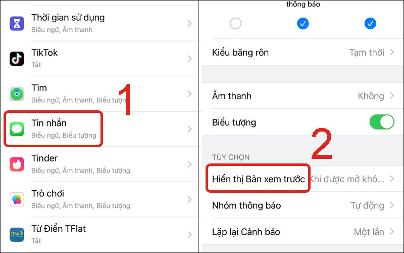 Nhấn vào Hiển thị bản xem trước