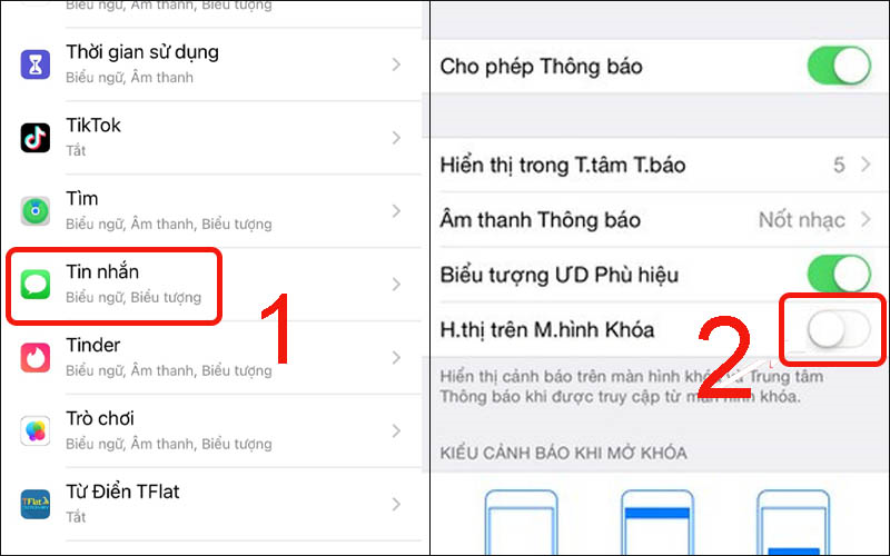 Tắt hiển thị thông báo trên màn hình khóa