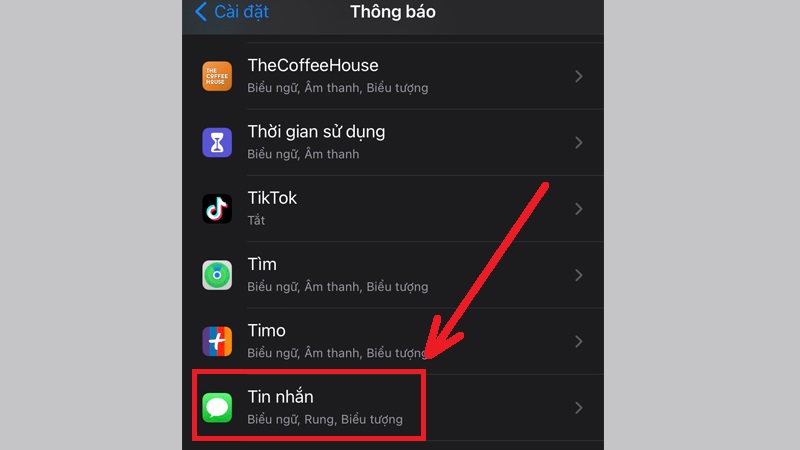 Vào mục Tin nhắn để tắt tính năng lặp lại thông báo trên iPhone