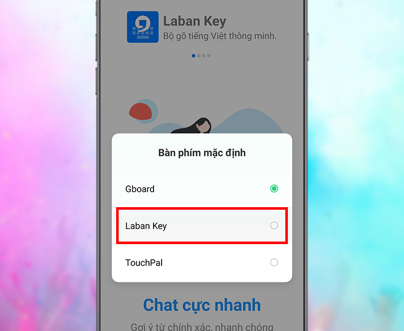 Chọn bàn phím mặc định