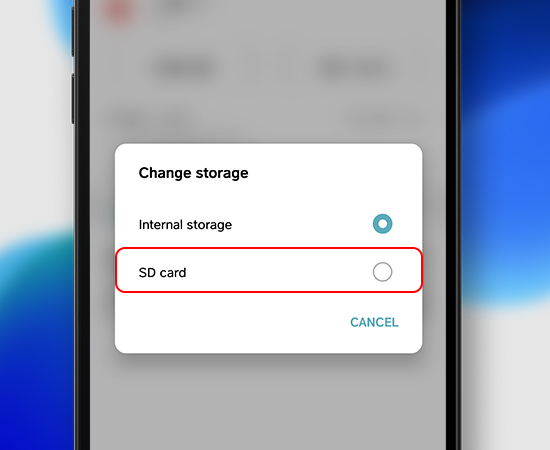 Lúc này các bạn chọn SD Card