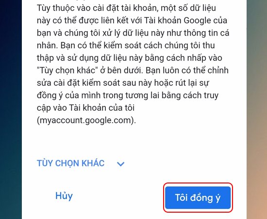 Bước 7: Đọc các điền khoản > Tôi đồng ý.