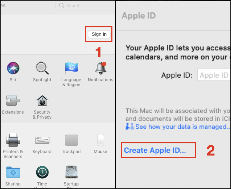 Nhấn chọn Create Apple ID