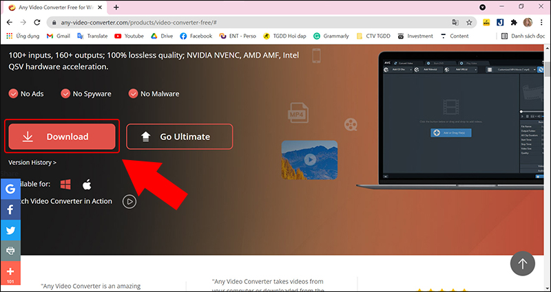 Chọn Download để cài đặt phần mềm Any Video Converter