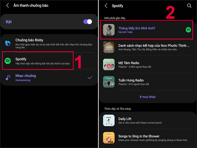 Chọn chuông báo là bài hát yêu thích của bạn thông qua Spotify